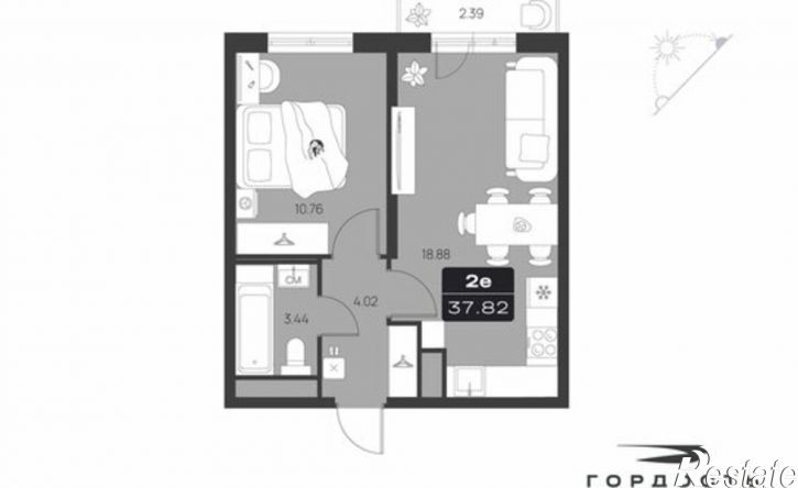 2-комн квартира в новом доме пр-кт Ленинского Комсомола, 50А,  д. 50А