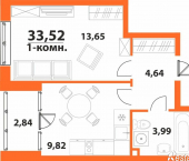 1-комн, 33 кв м, этаж 22/24 улица Аблукова, 28
