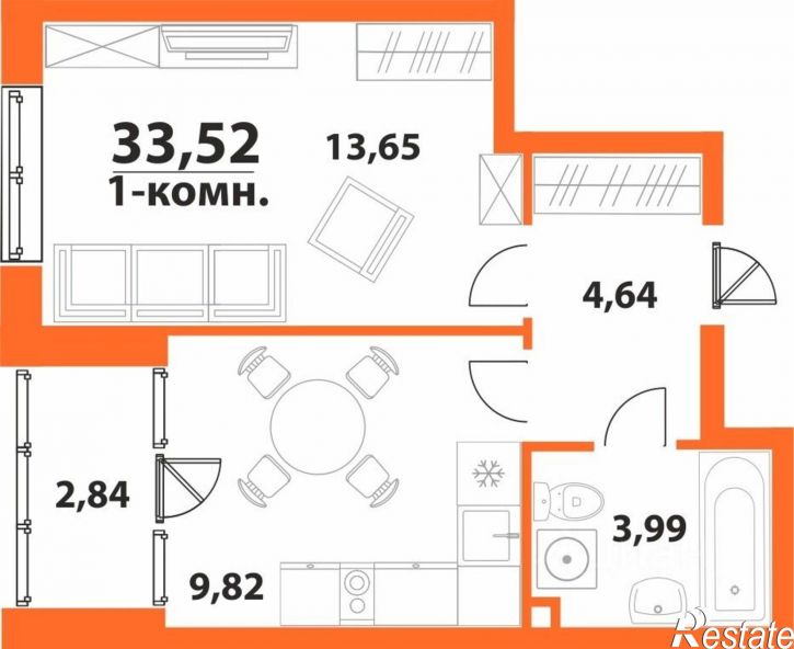 1-комн квартира в новом доме улица Аблукова, 28,  д. 28