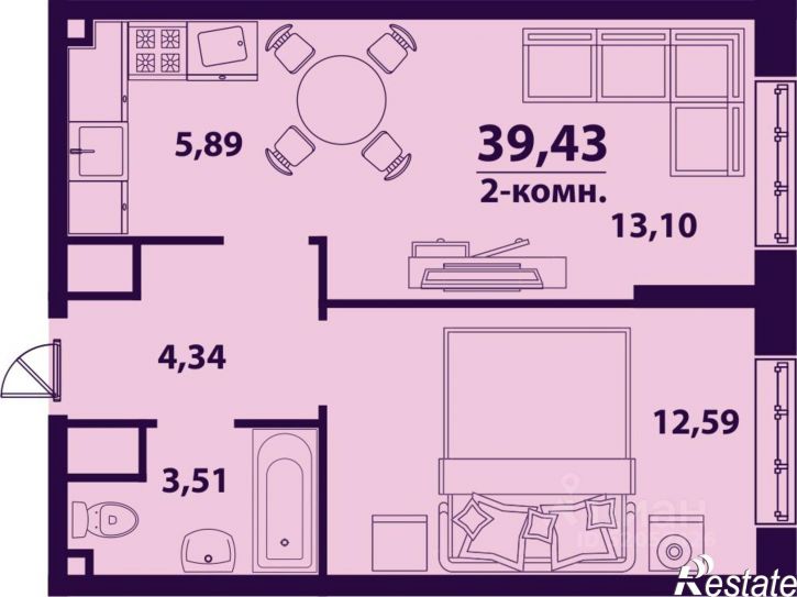2-комн квартира в новом доме улица Врача Михайлова