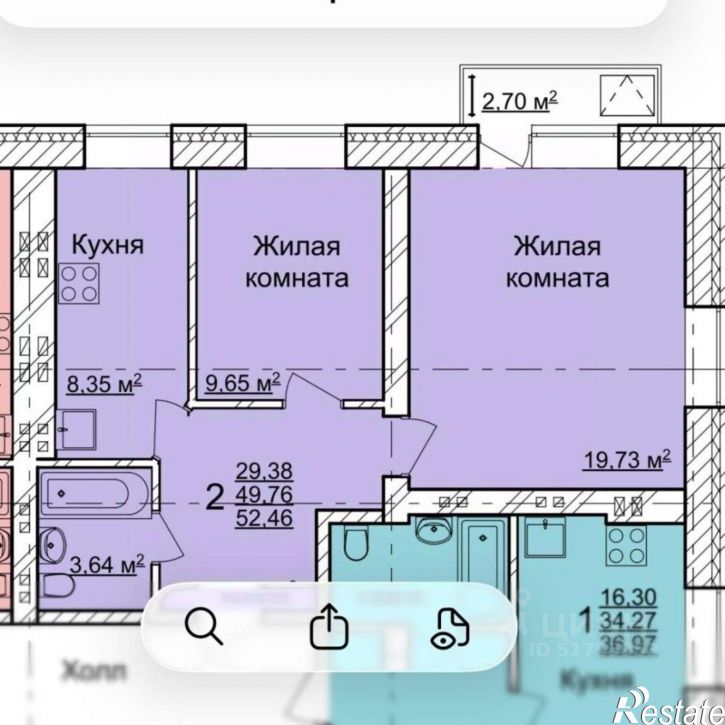 2-комн квартира пер Федерации, 41Б,  д. 41Б