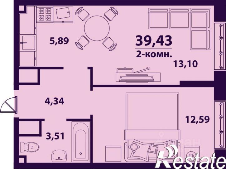 2-комн квартира в новом доме улица Врача Михайлова, 9А,  д. 9А