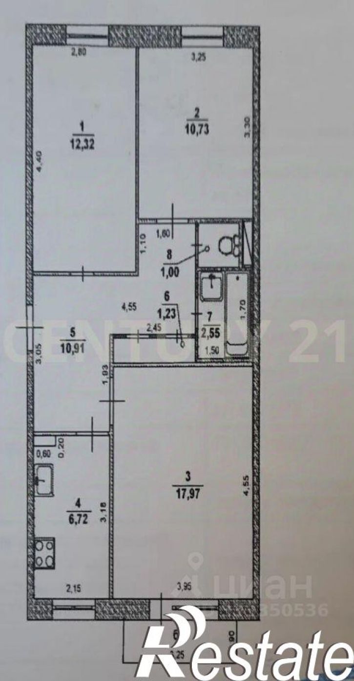 3-комн квартира улица Ефремова, 127,  д. 127
