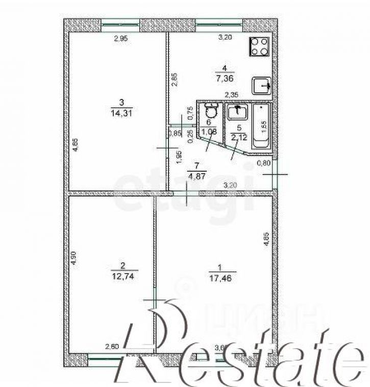 3-комн квартира улица Юности, 53,  д. 53