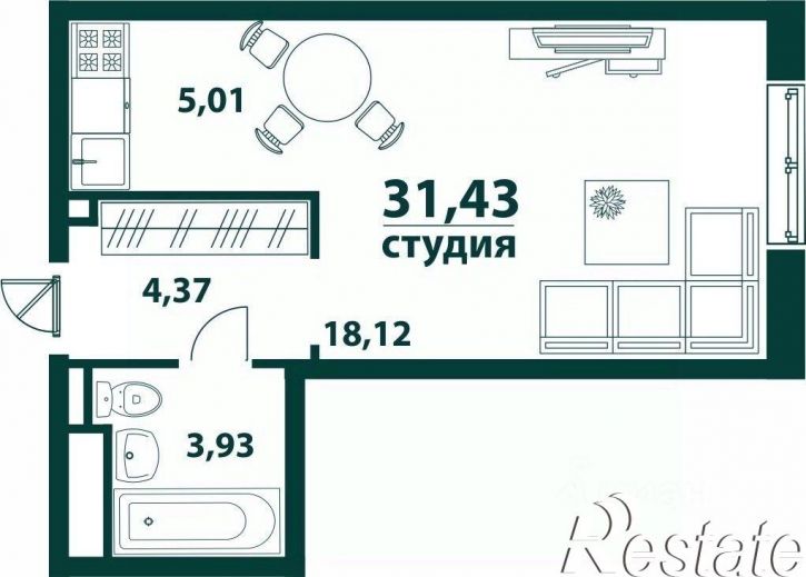 1-комн квартира в новом доме улица Аблукова, 26,  д. 26