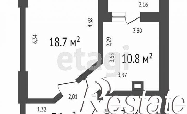 1-комн квартира улица Терешковой, 6Б,  д. 6Б