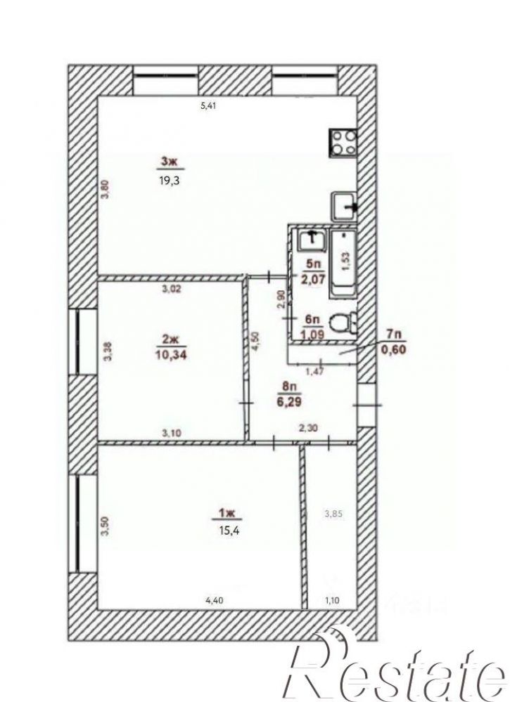 2-комн квартира Хрустальная улица, 52,  д. 52
