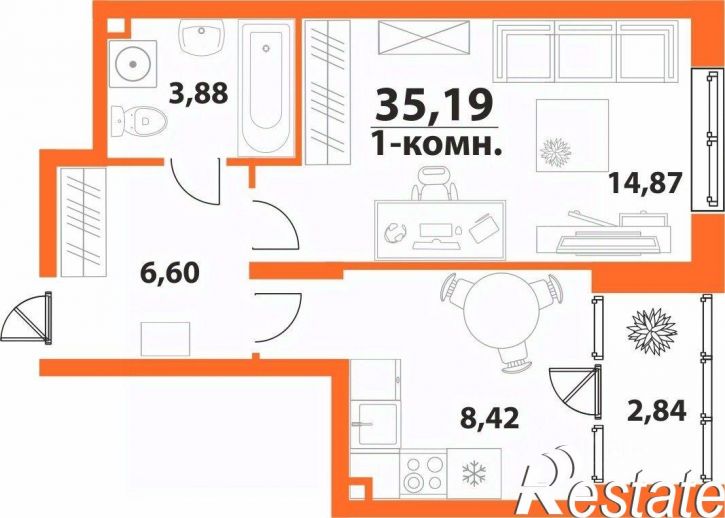 1-комн квартира в новом доме улица Аблукова, 28,  д. 28