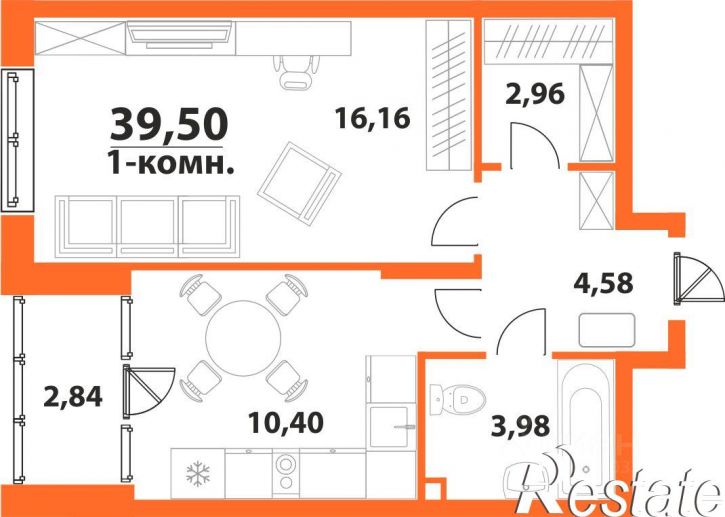 1-комн квартира в новом доме улица Аблукова, 28,  д. 28
