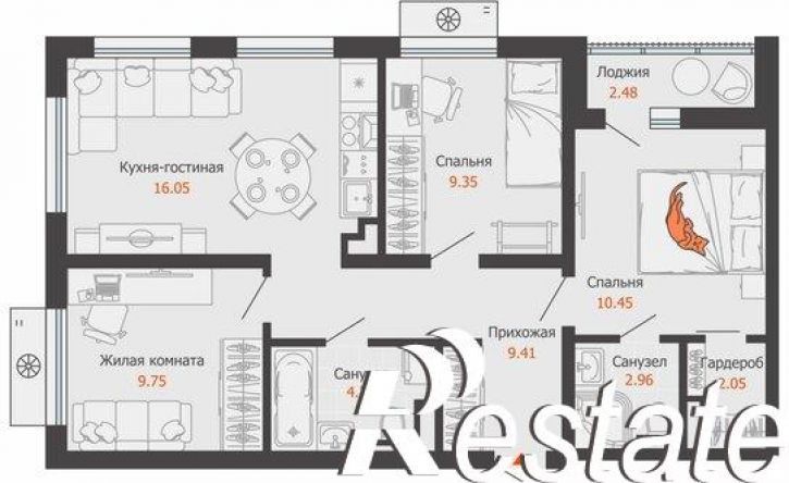 1-комн квартира в новом доме проспект Авиастроителей, 32,  д. 32