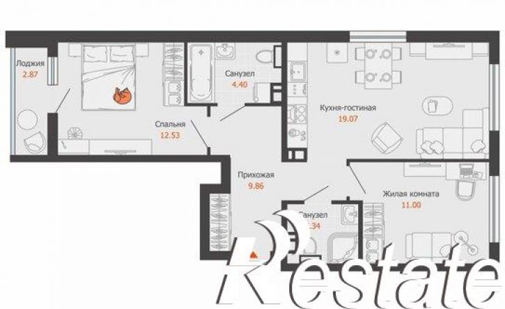 2-комн квартира в новом доме проспект Авиастроителей, 32,  д. 32