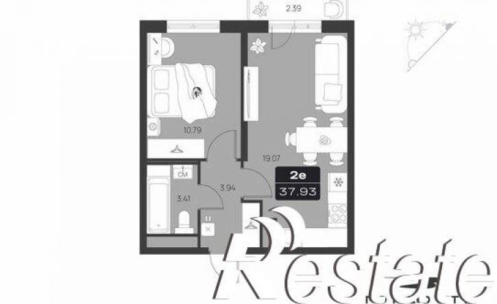 2-комн квартира в новом доме пр-кт Ленинского Комсомола, 50А,  д. 50А