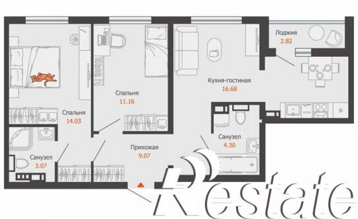 2-комн квартира в новом доме проспект Авиастроителей, 32,  д. 32