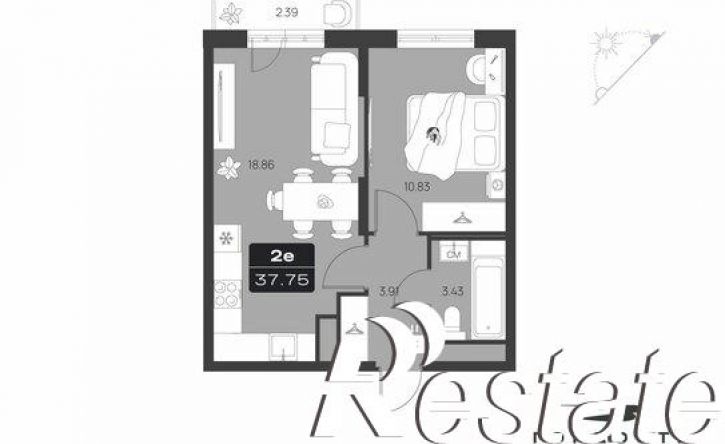 2-комн квартира в новом доме пр-кт Ленинского Комсомола, 50А,  д. 50А