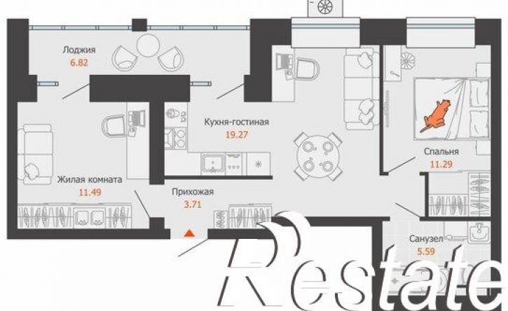 2-комн квартира в новом доме улица Еремецкого, 36,  д. 36
