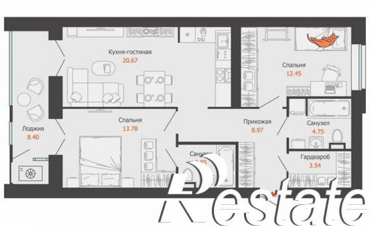 2-комн квартира в новом доме проспект Генерала Тюленева, 38,  д. 38