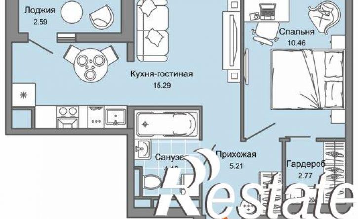 1-комн квартира в новом доме проспект Авиастроителей, 32,  д. 32